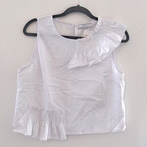 SP sleeveless ruffle trim cropped blouse Sz L NWT‎